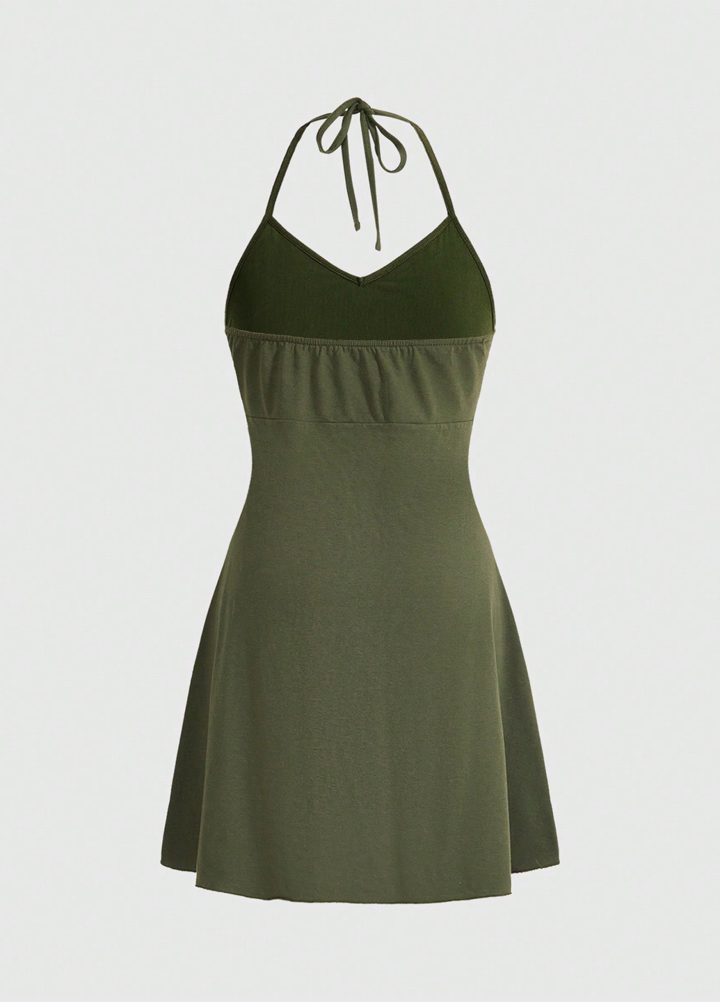 Оливкова (хакі) кежуал сукня з відкритою спиною SHEIN однотонна
