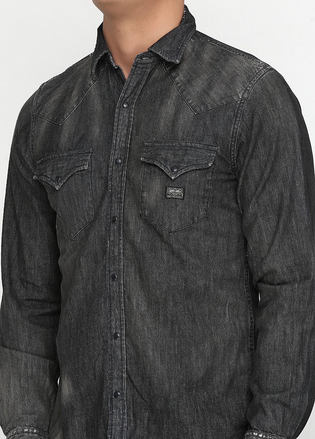 Темно-серая кэжуал рубашка однотонная Ralph Lauren с длинным рукавом