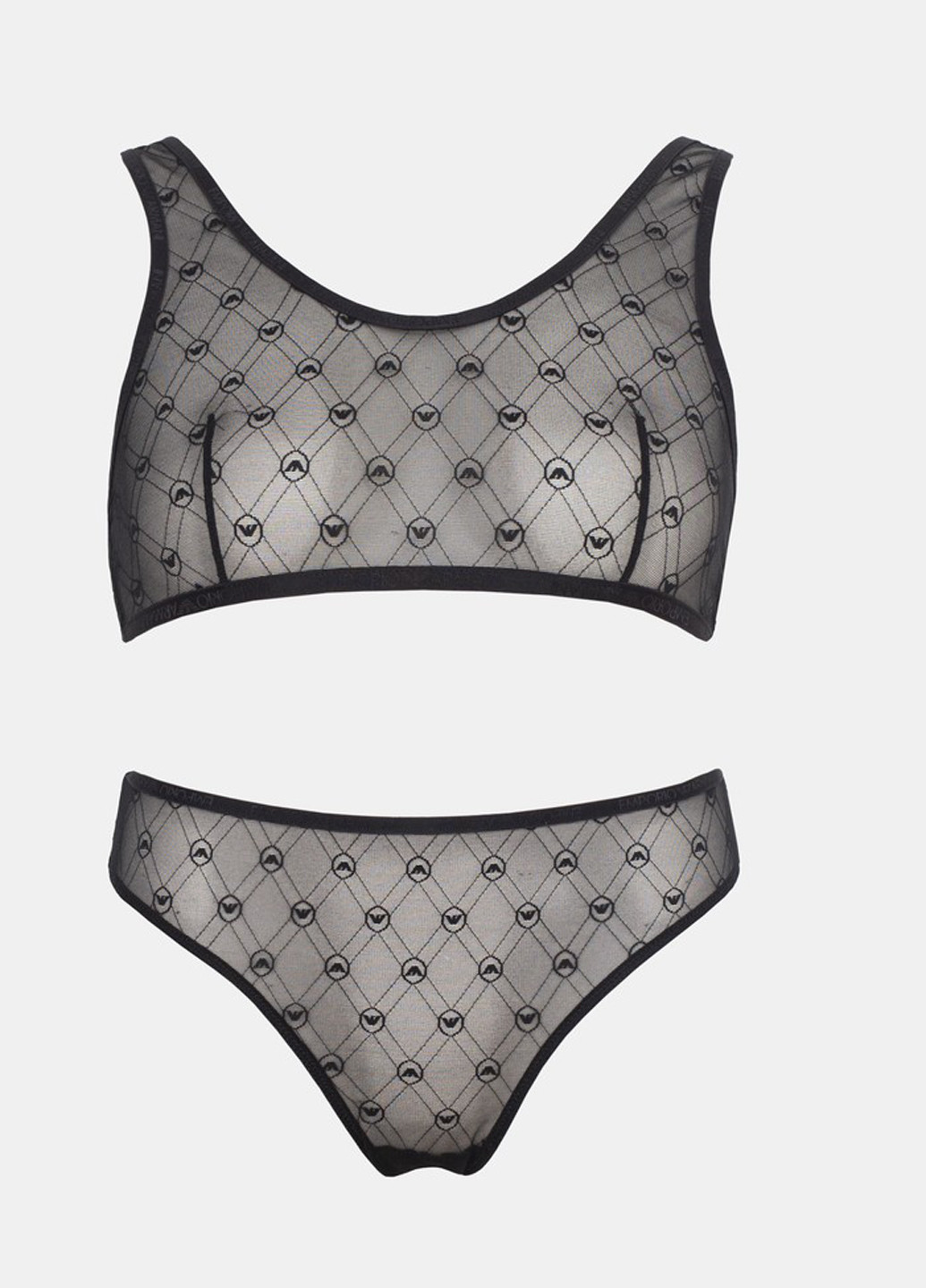 Чорний демісезонний комплект (топ, трусики) Emporio Armani