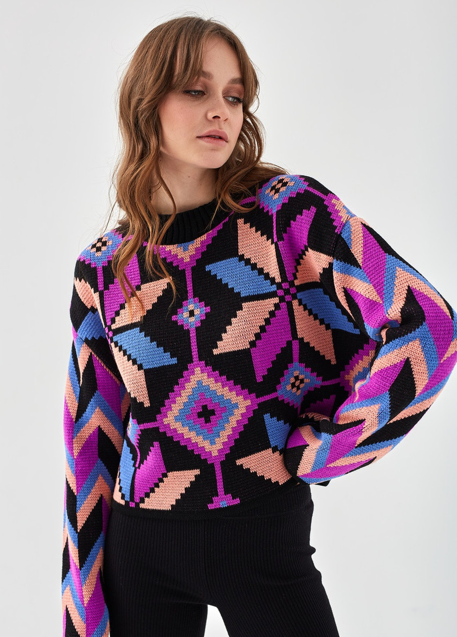 Вязаный джемпер "Элис" (черный, джинс, лаванда, лосось) MEREZHKA (254774533)