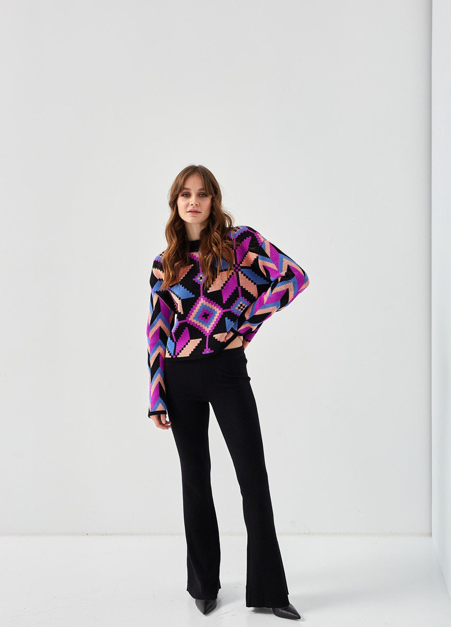 Вязаный джемпер "Элис" (черный, джинс, лаванда, лосось) MEREZHKA (254774533)