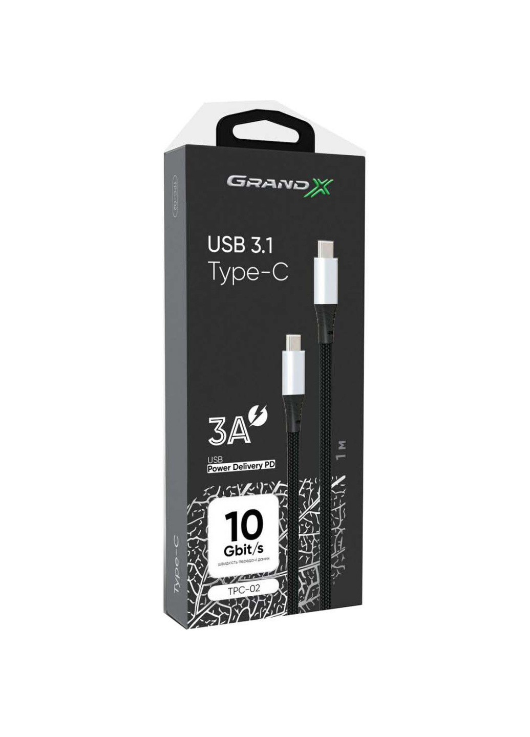 Дата кабель (TPC-02) Grand-X usb 3.1 type-c to type-c (239382825)