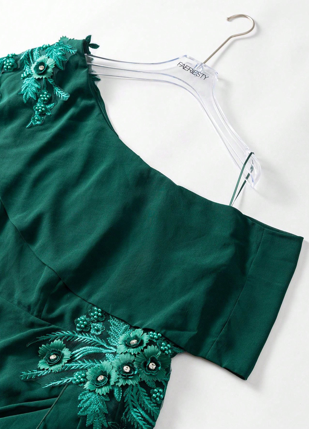 Темно-зелена вечірня, святковий сукня зі шлейфом, а-силует, на одне плече SHEIN однотонна