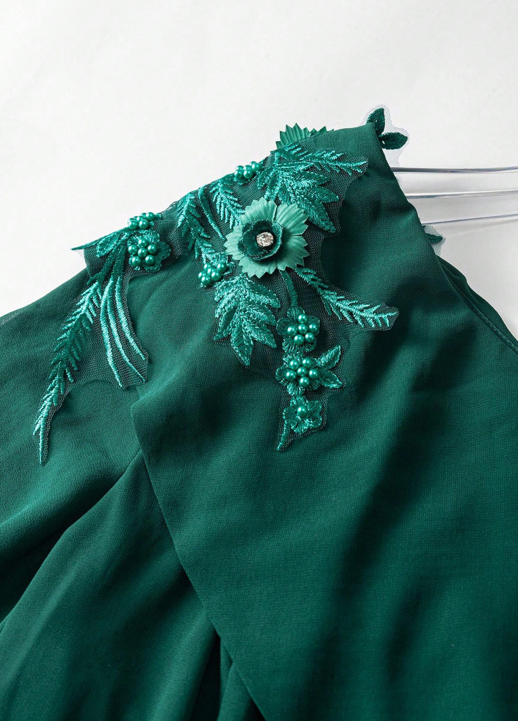 Темно-зелена вечірня, святковий сукня зі шлейфом, а-силует, на одне плече SHEIN однотонна