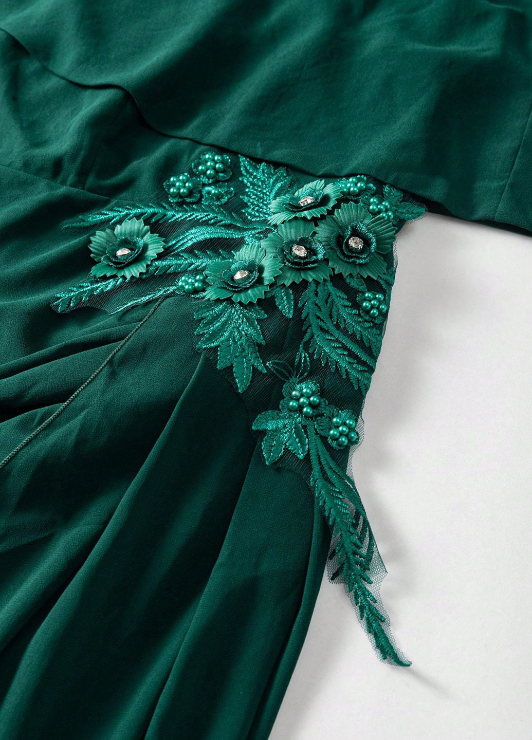 Темно-зелена вечірня, святковий сукня зі шлейфом, а-силует, на одне плече SHEIN однотонна