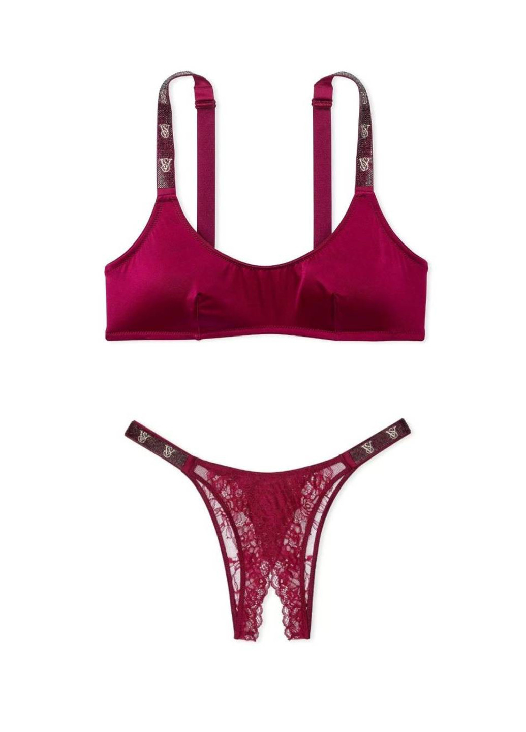 Бордовый демисезонный комплект (бюстгальтер, трусики) Victoria's Secret
