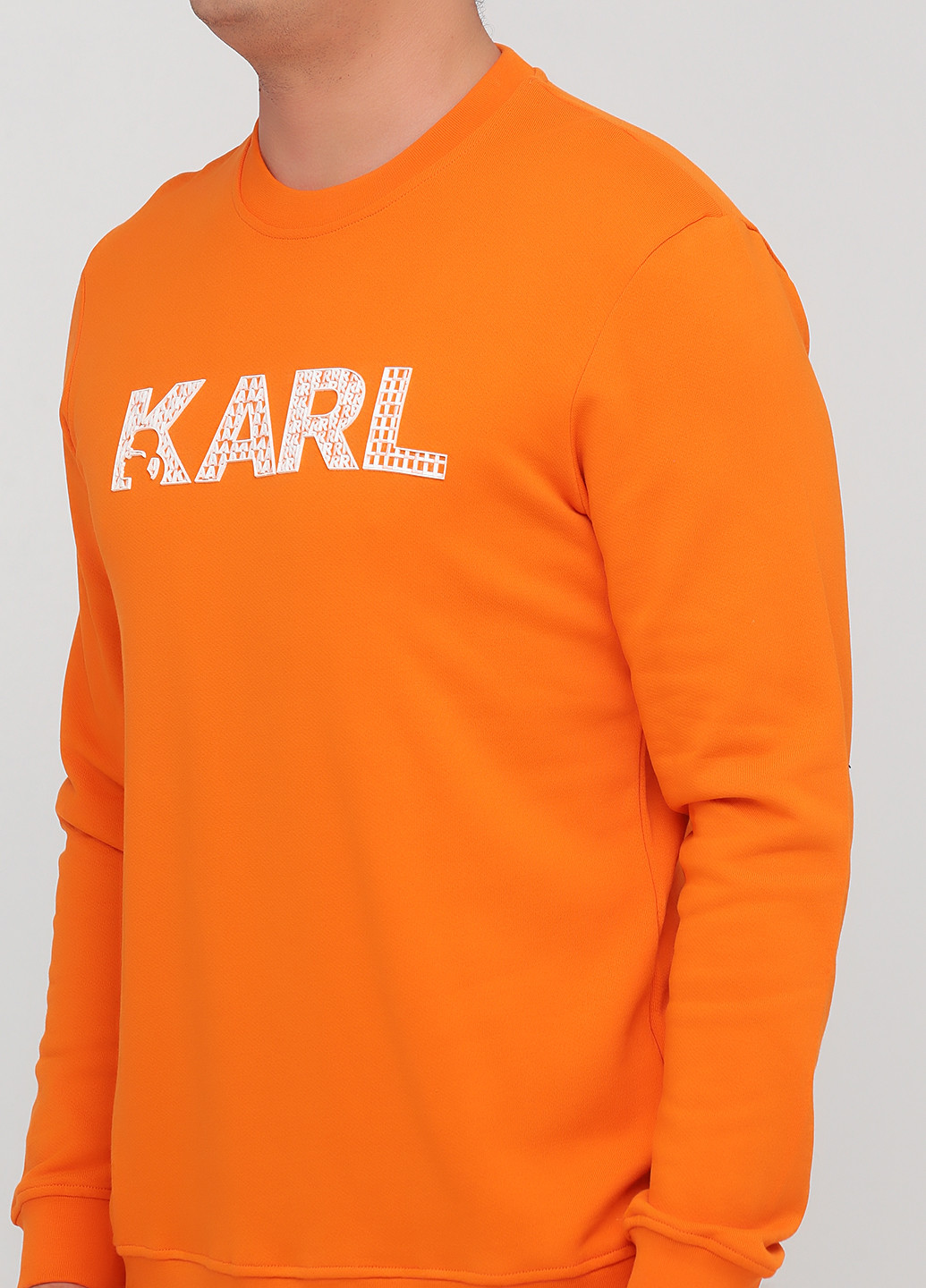Світшот Karl Lagerfeld - Прямий крій логотип помаранчевий кежуал футер, бавовна - (253392750)