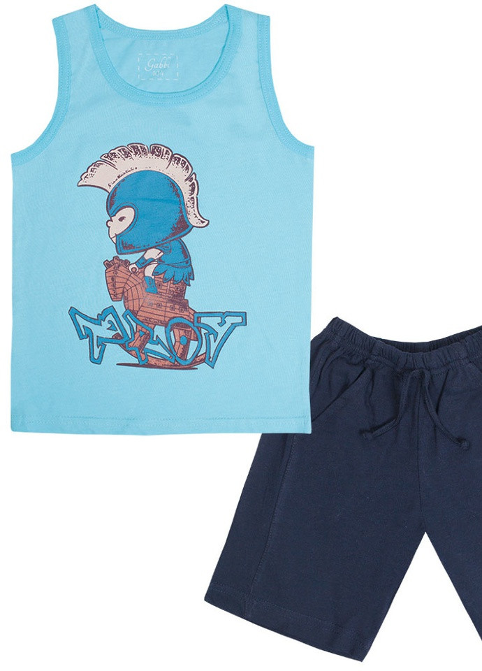 Блакитний літній дитячий костюм для хлопчика * перетин епох * Габби