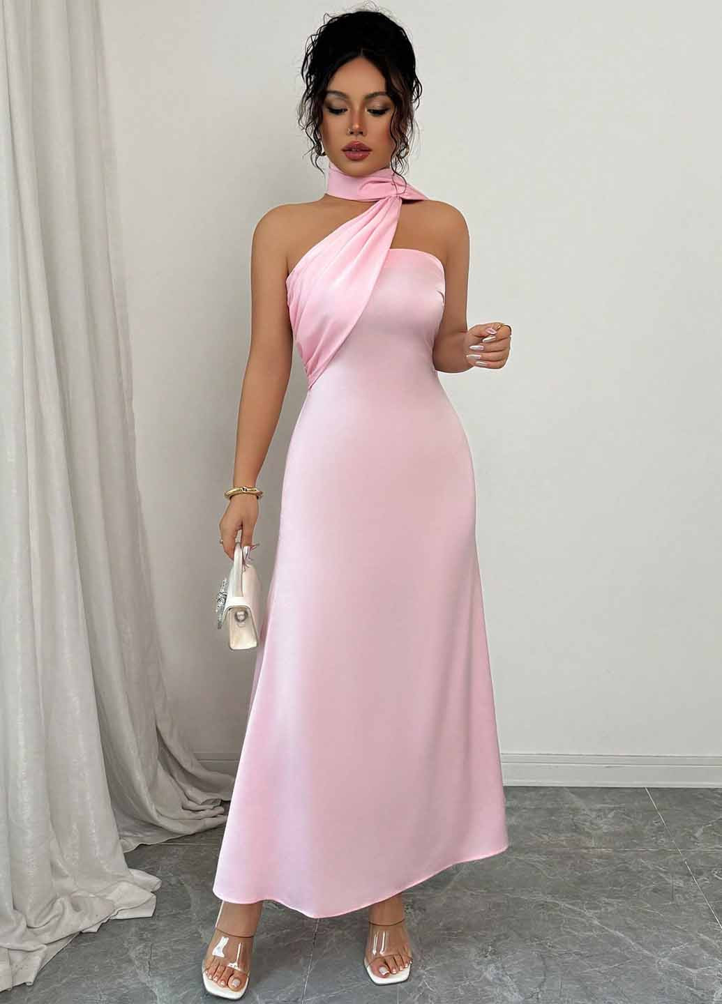 Розовое вечернее платье годе SHEIN однотонное