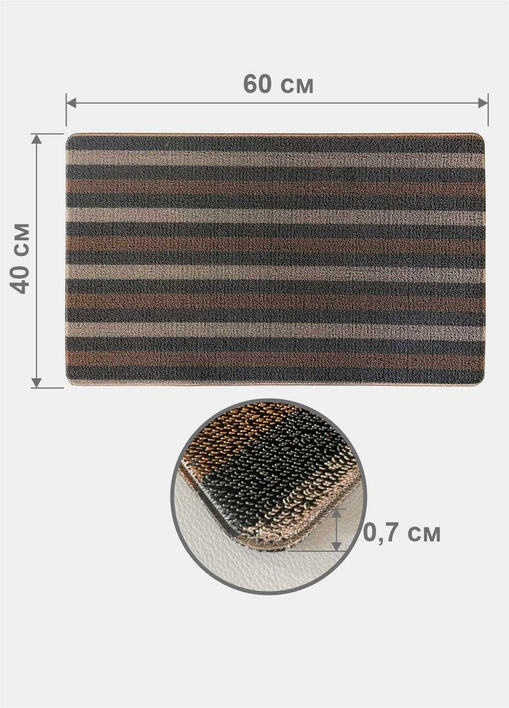 Дверний килимок з петлевою щетиною розміром 40 x 60 для внутрішнього зовнішнього входу - Коричнева полоска Lovely Svi (254545876)