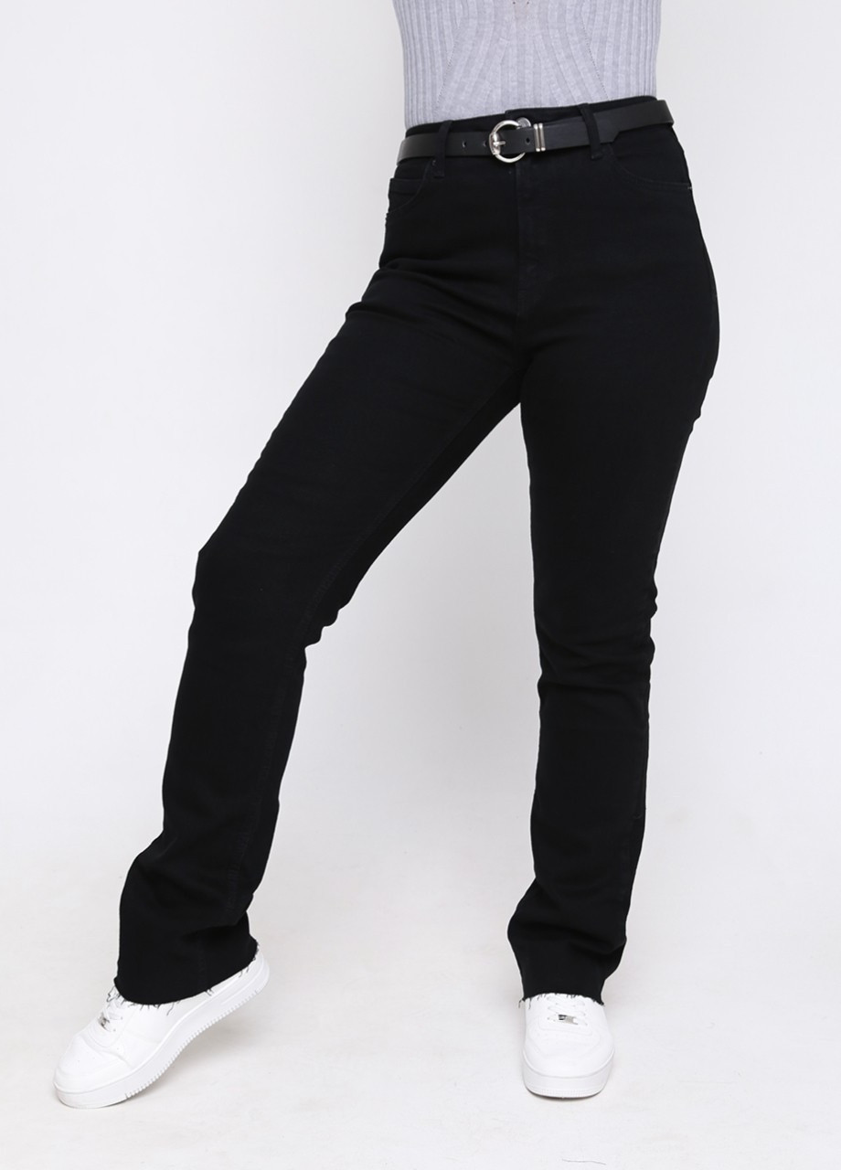 Джинсы женские черные прямые от колена со стрейчем Прямая Rich - (255073644)