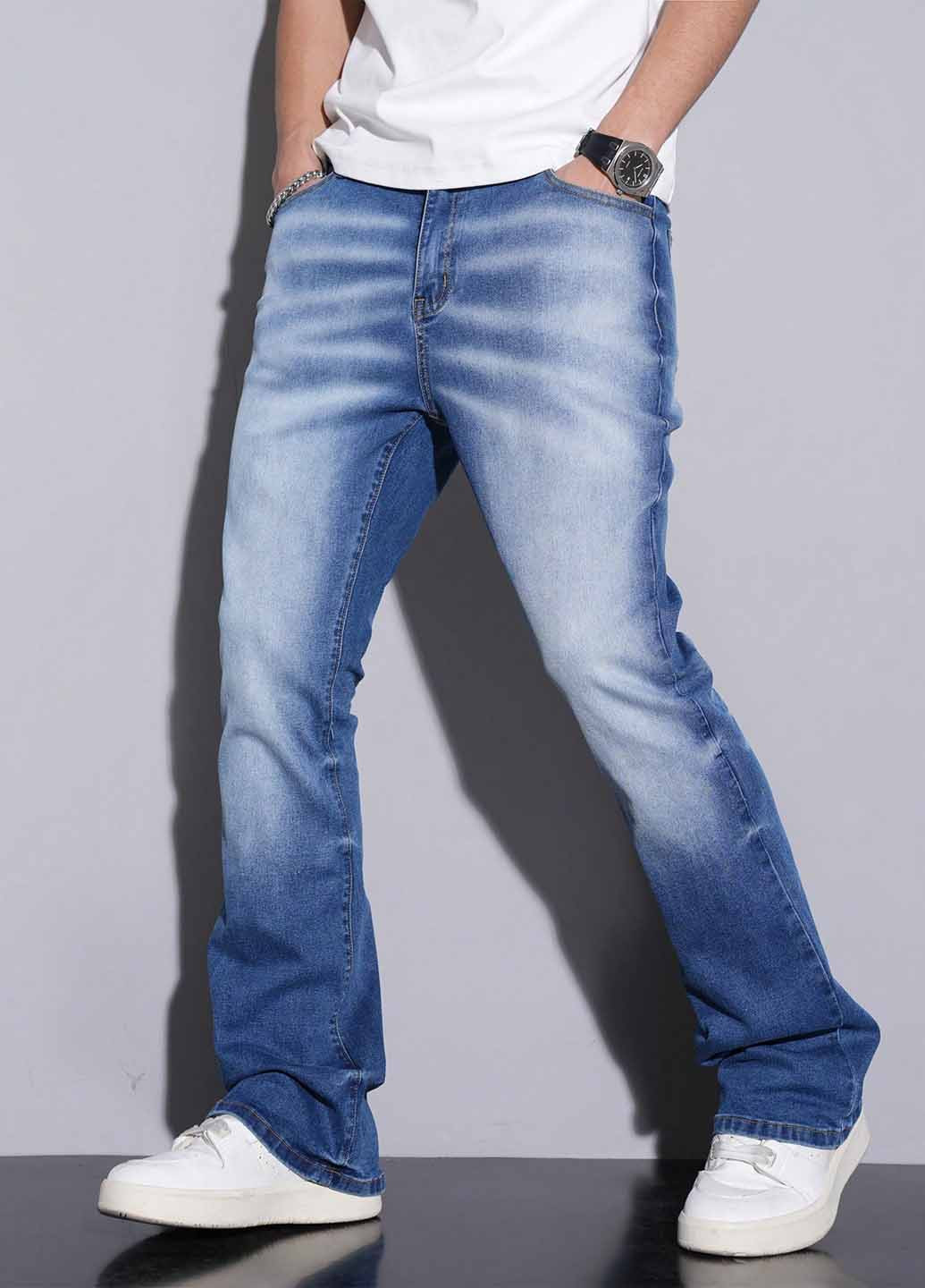 Синие демисезонные прямые джинсы SHEIN