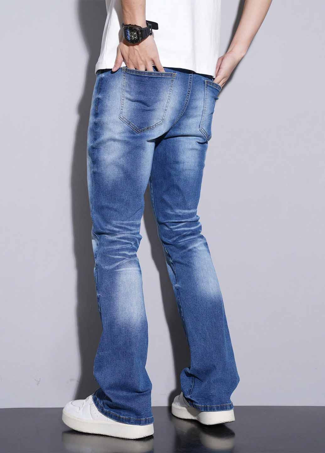 Синие демисезонные прямые джинсы SHEIN