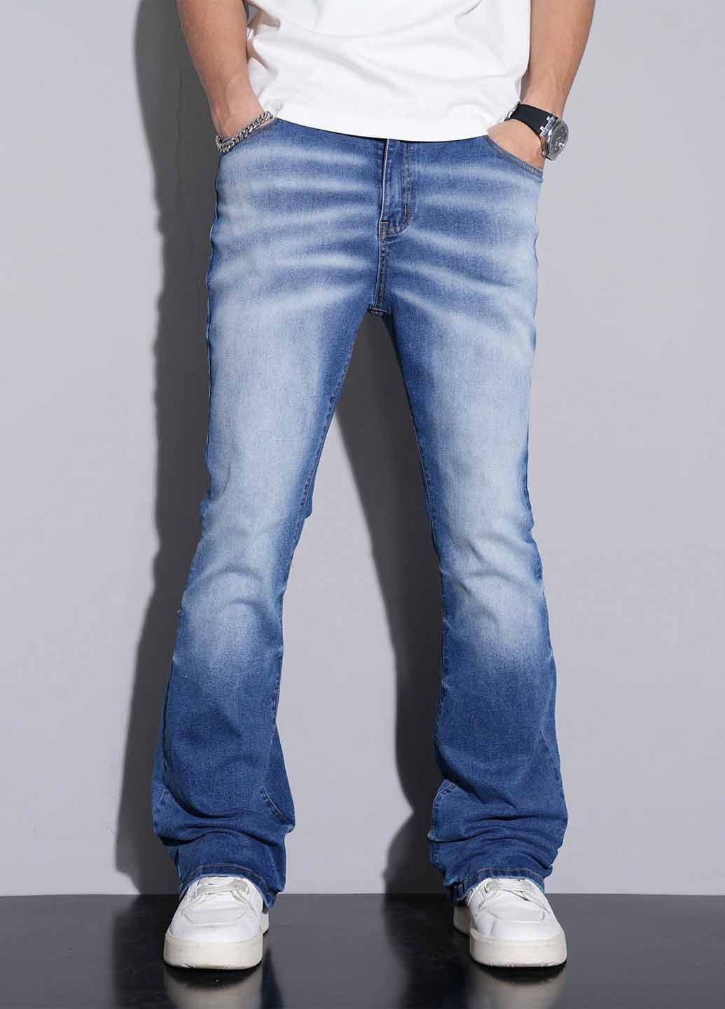 Синие демисезонные прямые джинсы SHEIN