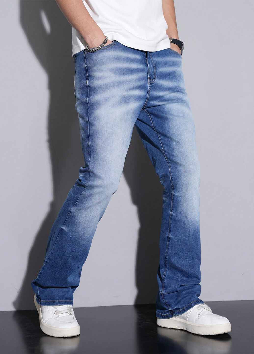 Синие демисезонные прямые джинсы SHEIN