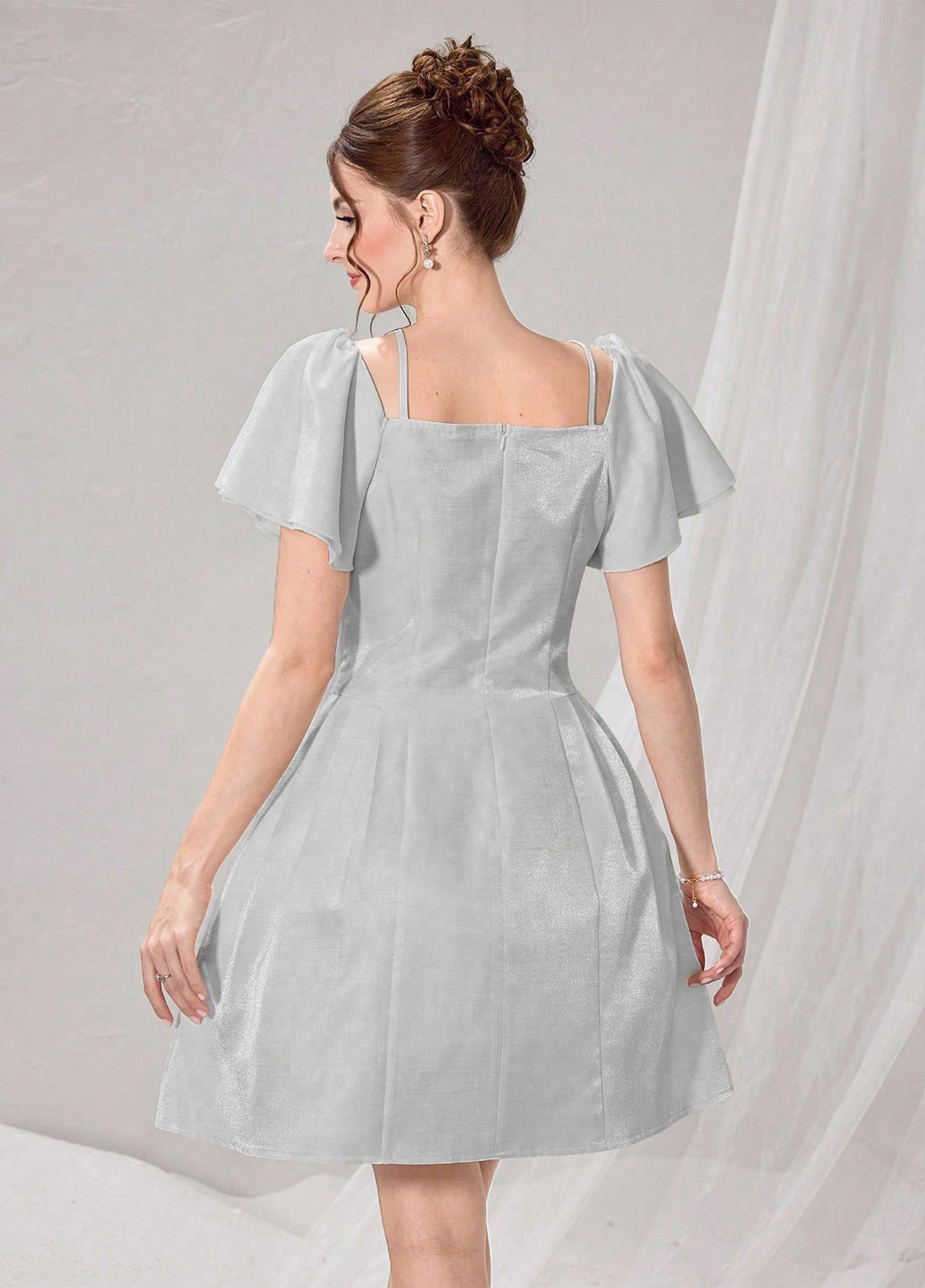 Світло-сіра вечірня сукня бебі долл SHEIN однотонна