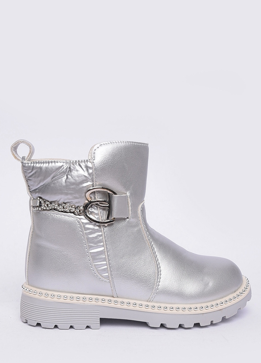 Серебряные кэжуал осенние ботинки детские демисезон серебро на флисе Let's Shop