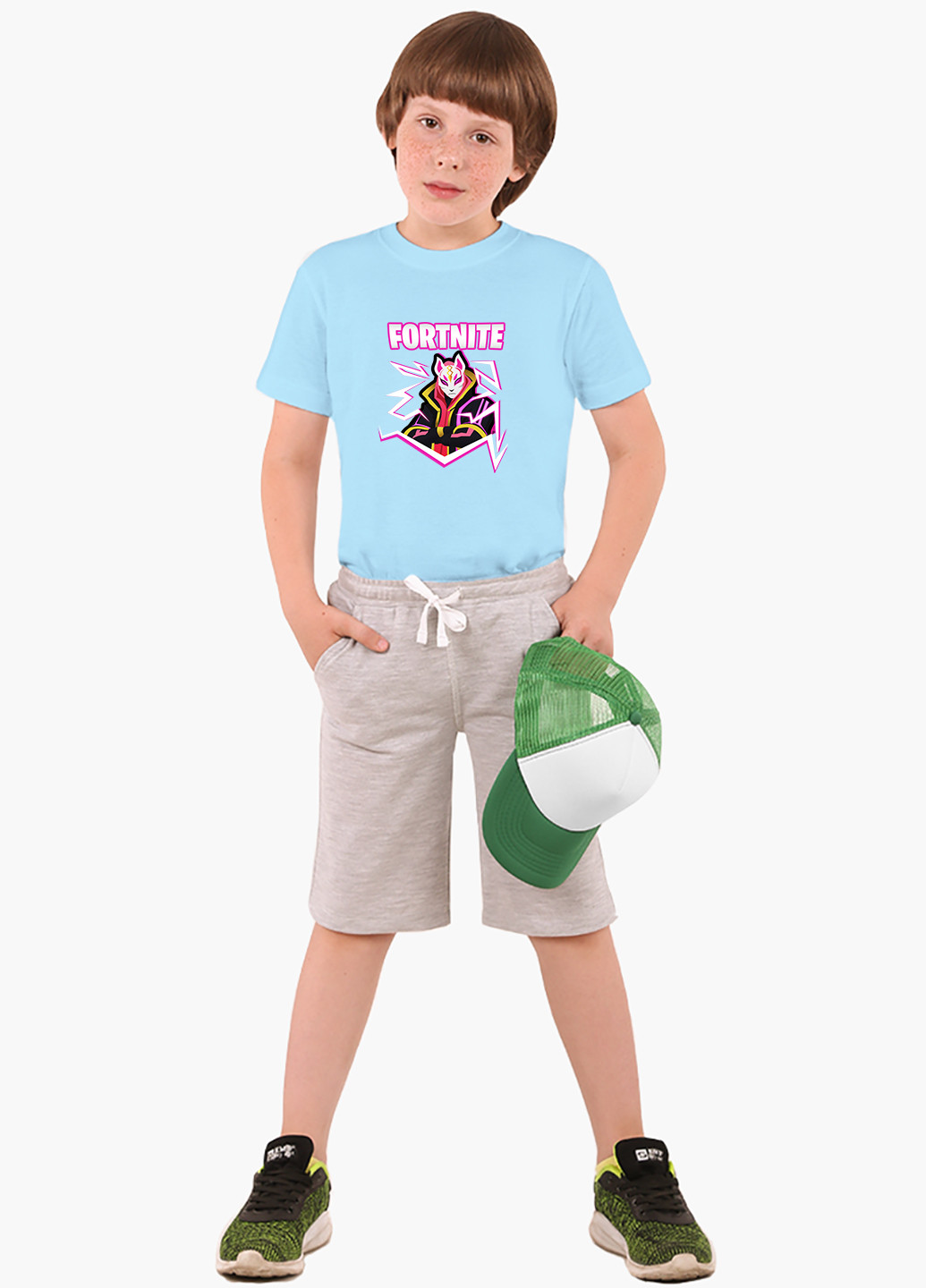 Голубая демисезонная футболка детская фортнайт (fortnite)(9224-1189) MobiPrint