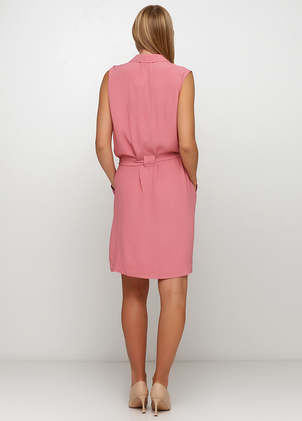 Розовое кэжуал платье рубашка H&M однотонное