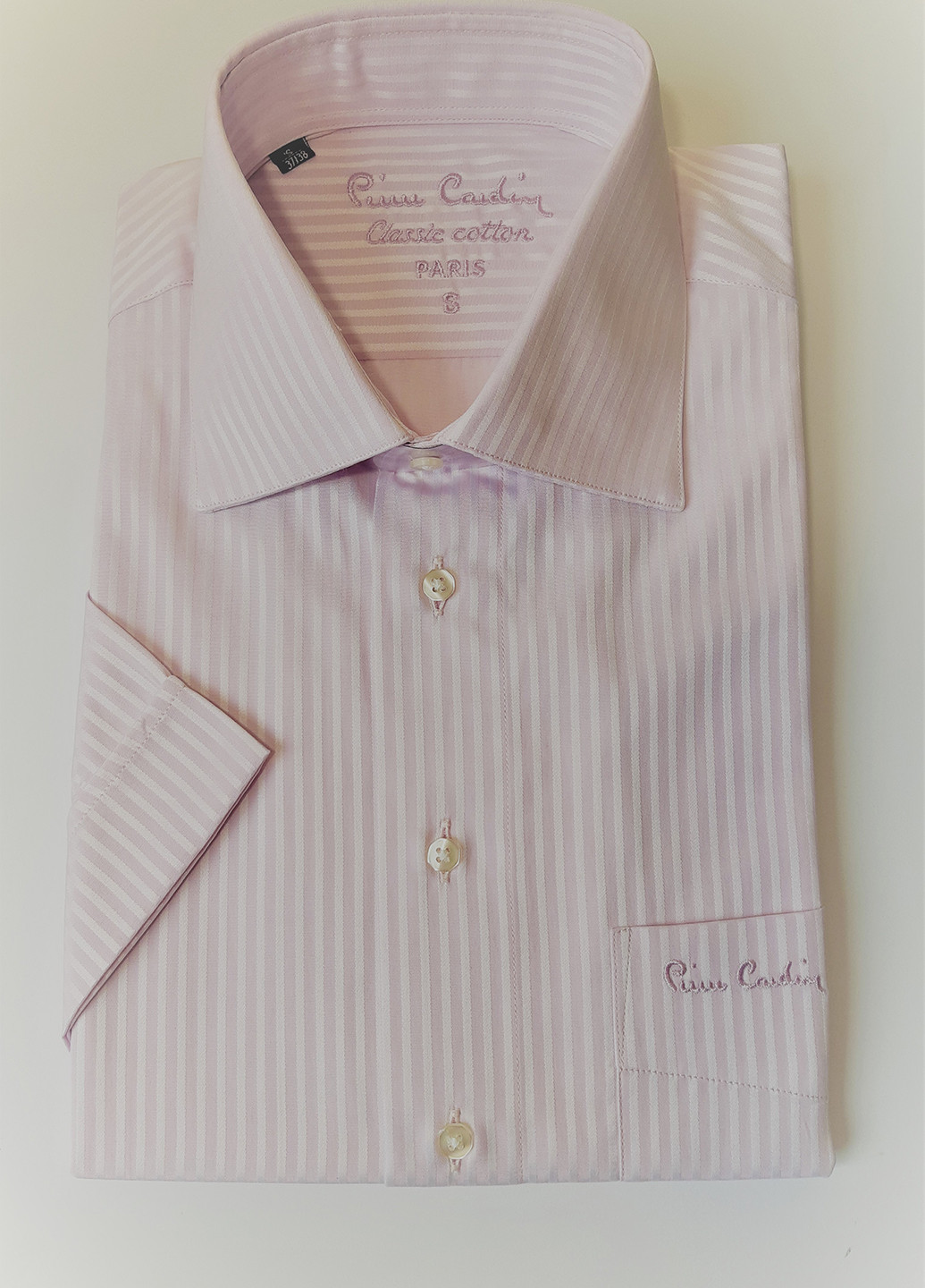 Бледно-розовая кэжуал рубашка в полоску Pierre Cardin