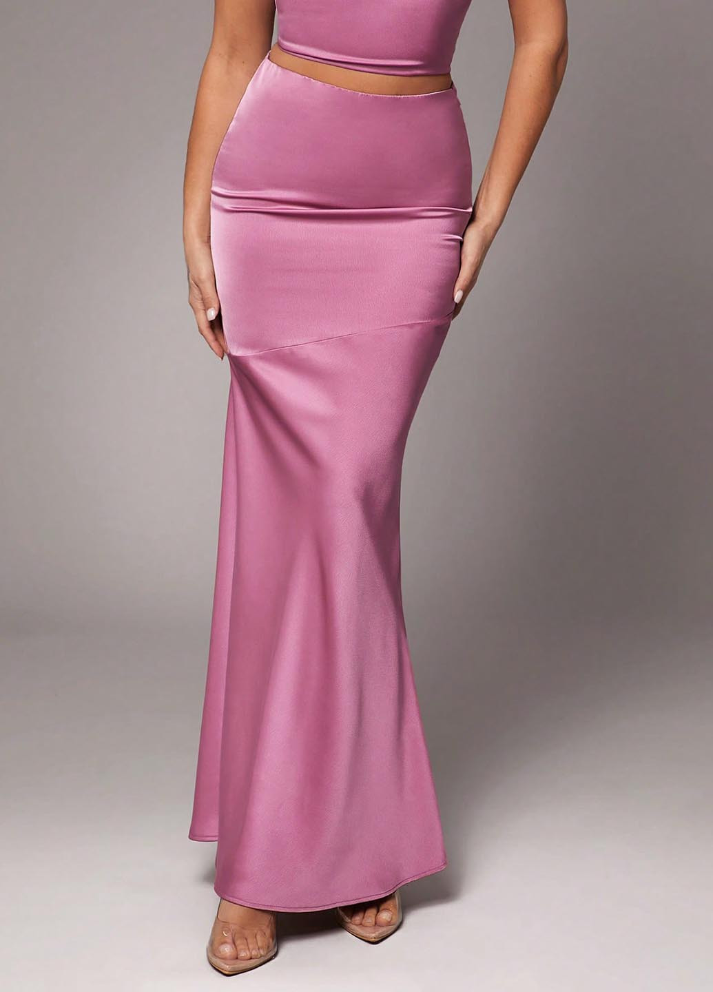 Розово-коричневая коктейльный, кэжуал однотонная юбка SHEIN годе