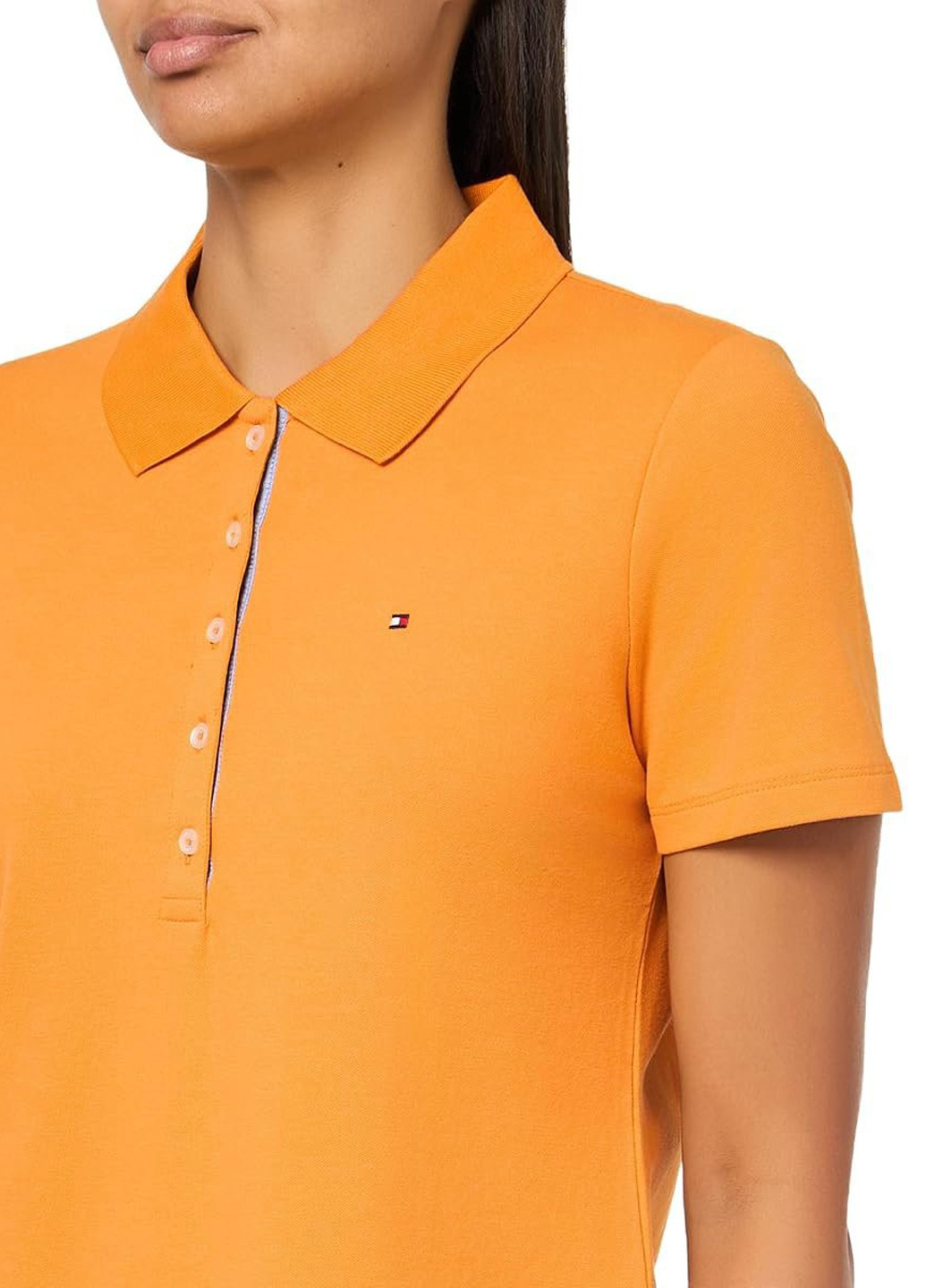 Оранжевая женская футболка-поло Tommy Hilfiger однотонная