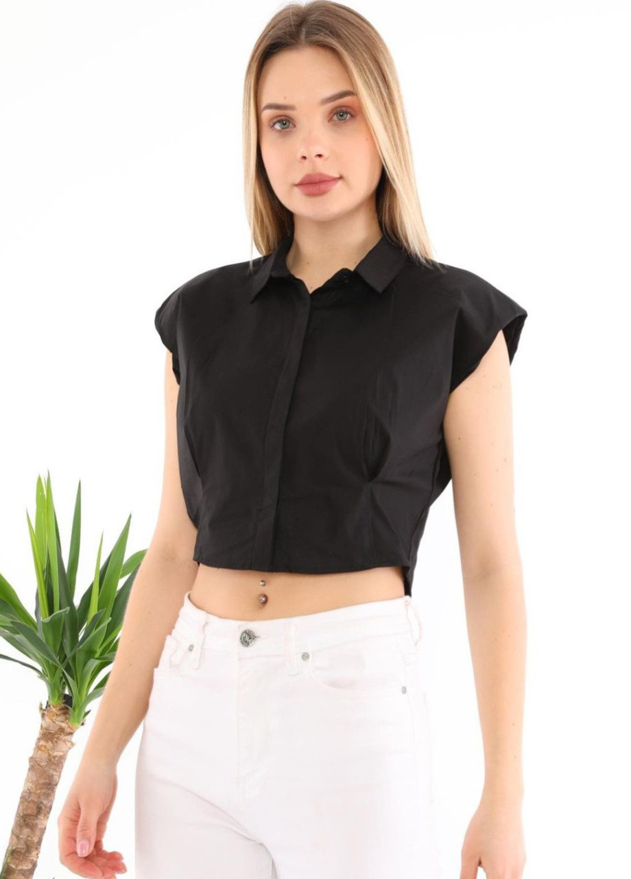 Черная кэжуал рубашка однотонная MDG