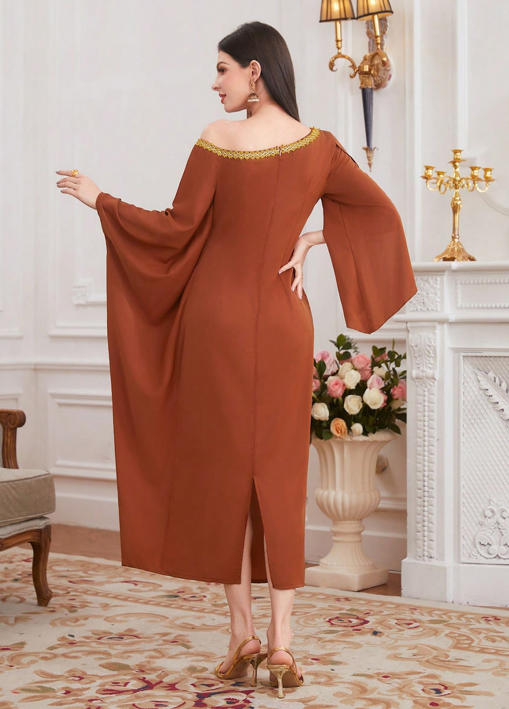 Мідна святковий, вечірня сукня SHEIN однотонна