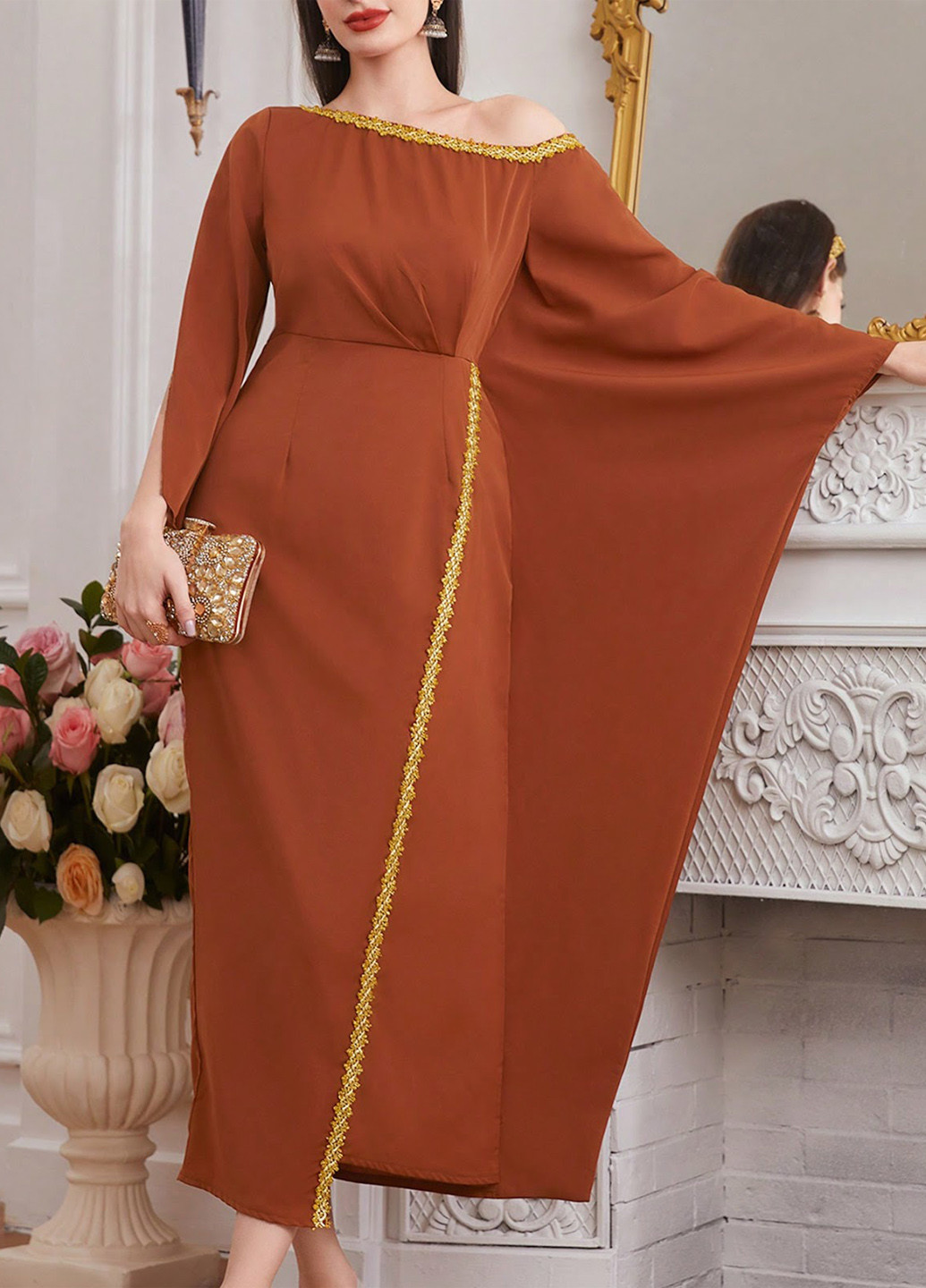 Мідна святковий, вечірня сукня SHEIN однотонна