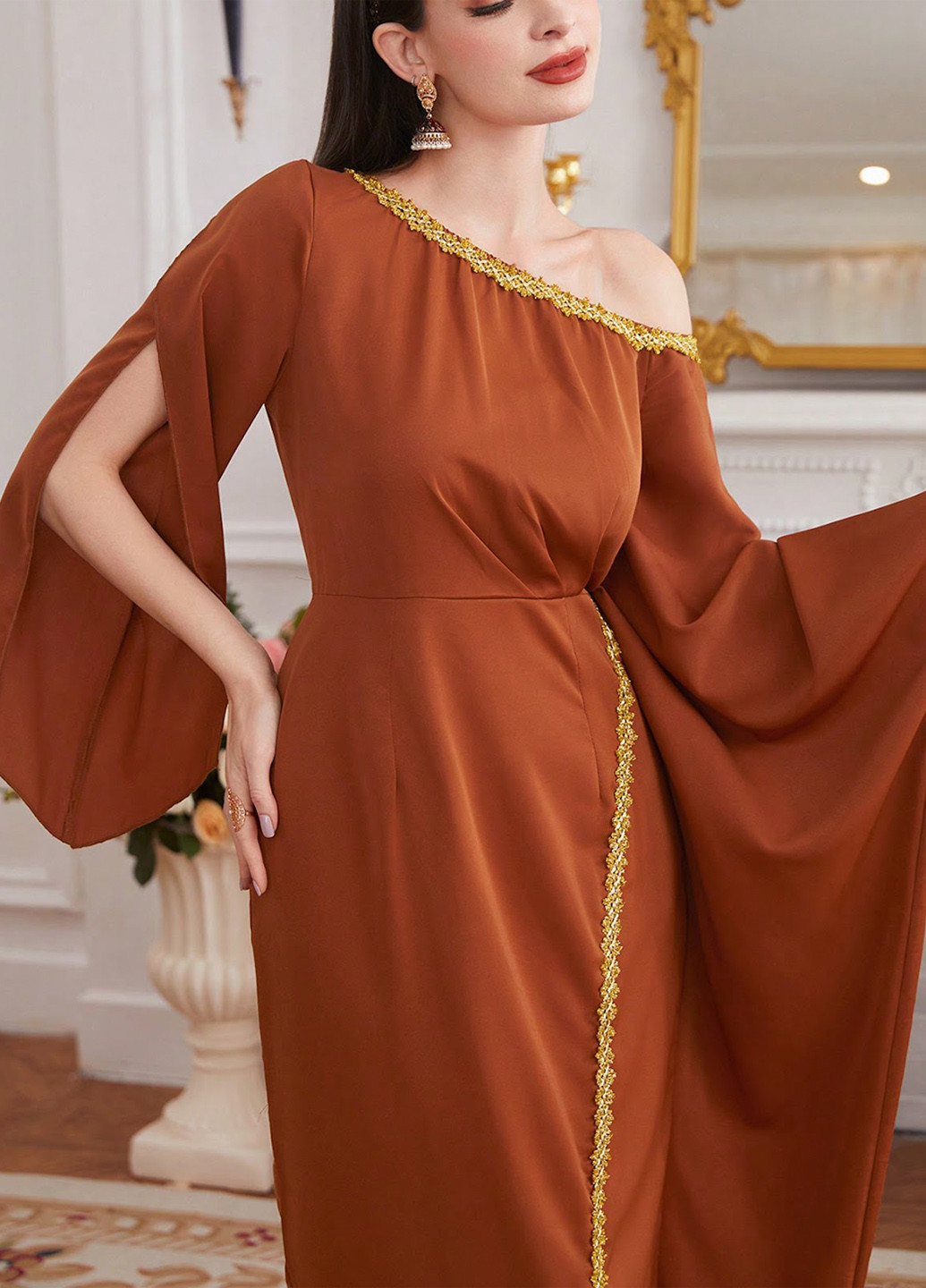 Мідна святковий, вечірня сукня SHEIN однотонна