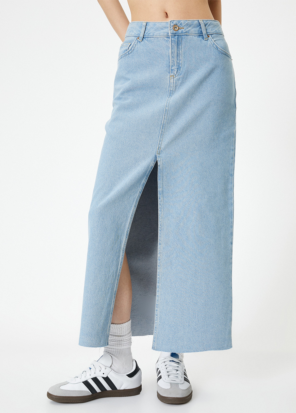 Голубая кэжуал, джинсовая однотонная юбка KOTON
