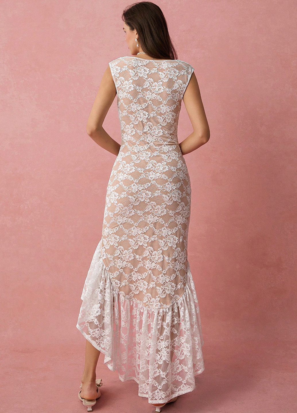 Білий коктейльна, вечірня сукня сукня-комбінація SHEIN однотонна