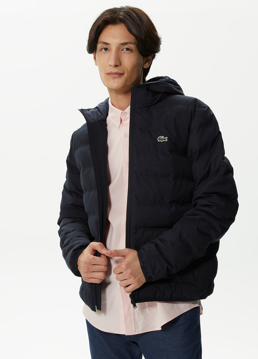 Темно-синяя демисезонная куртка Lacoste