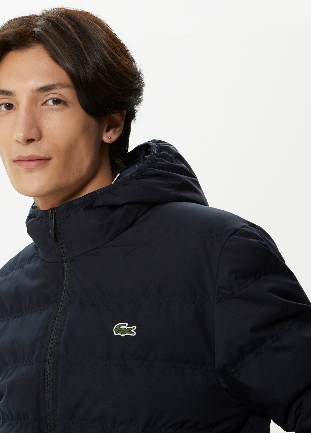 Темно-синяя демисезонная куртка Lacoste