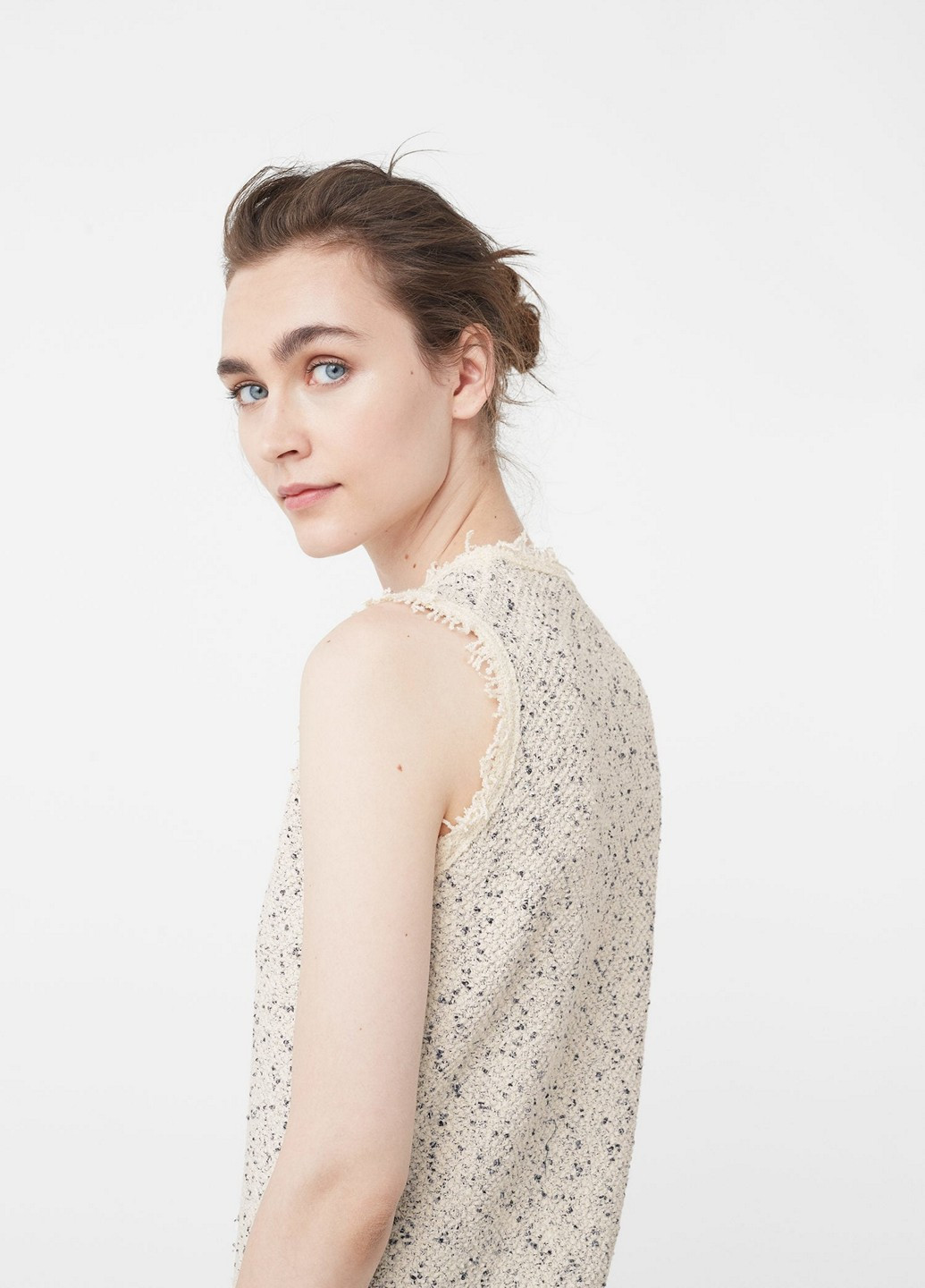 Молочное кэжуал платье Mango меланжевое