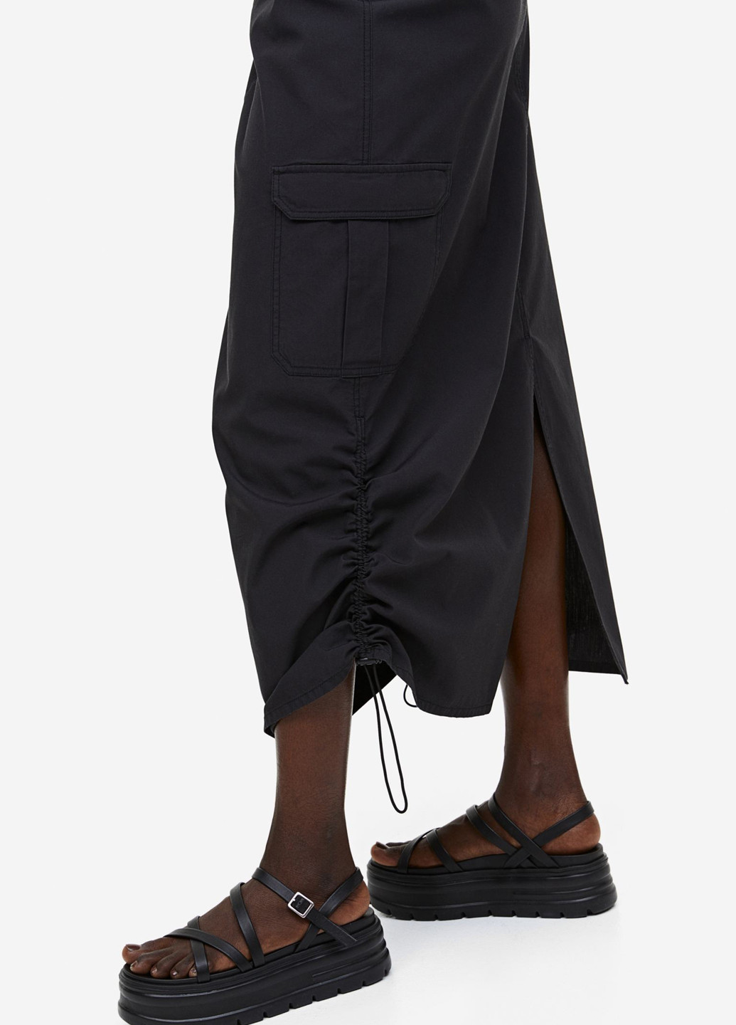 Черная кэжуал однотонная юбка H&M карго