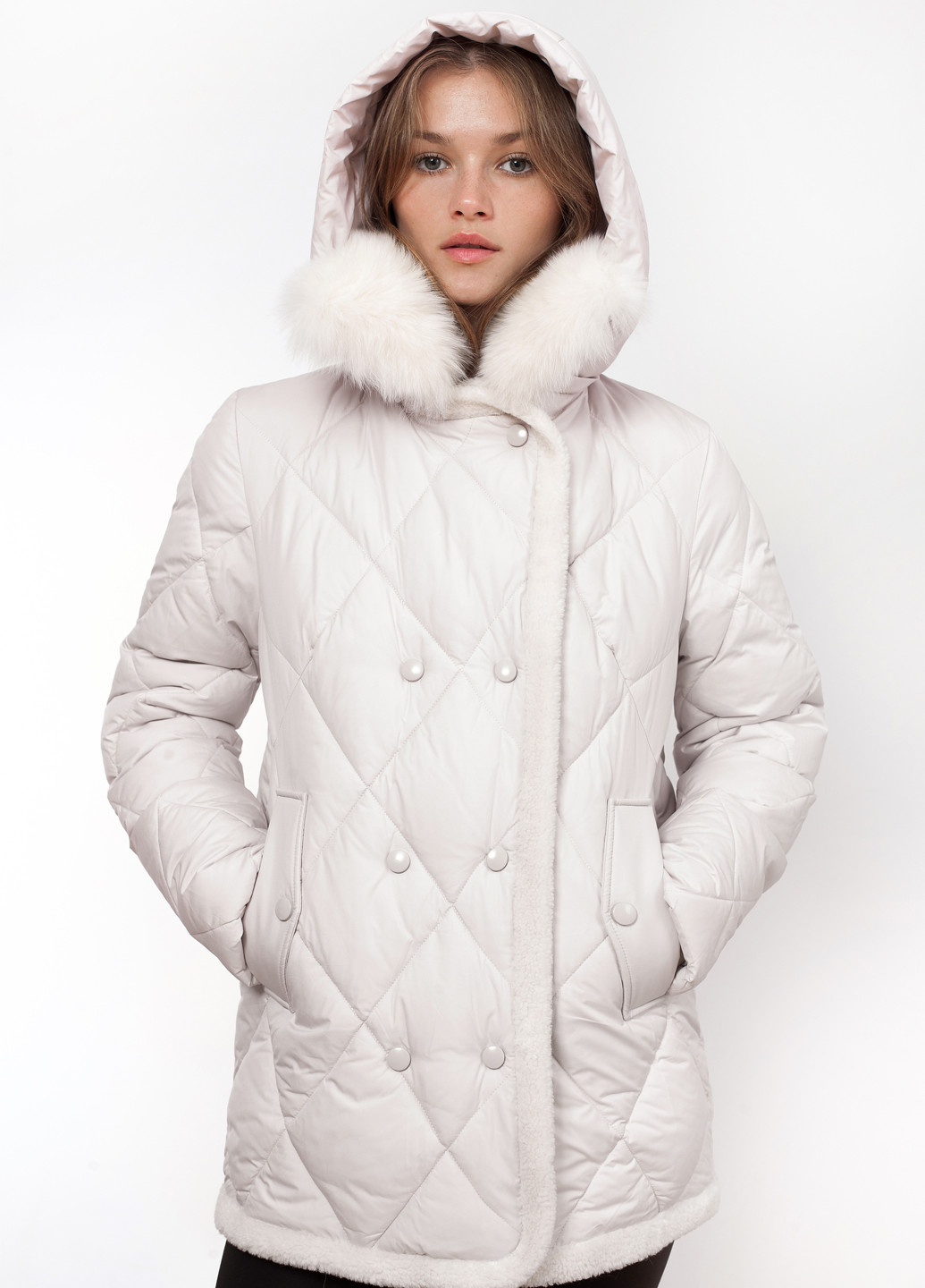 Молочна зимня куртка Qarlevar