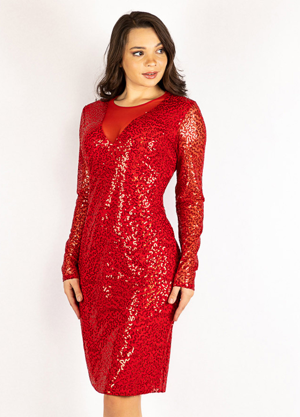 Красное вечернее платье футляр Time of Style однотонное
