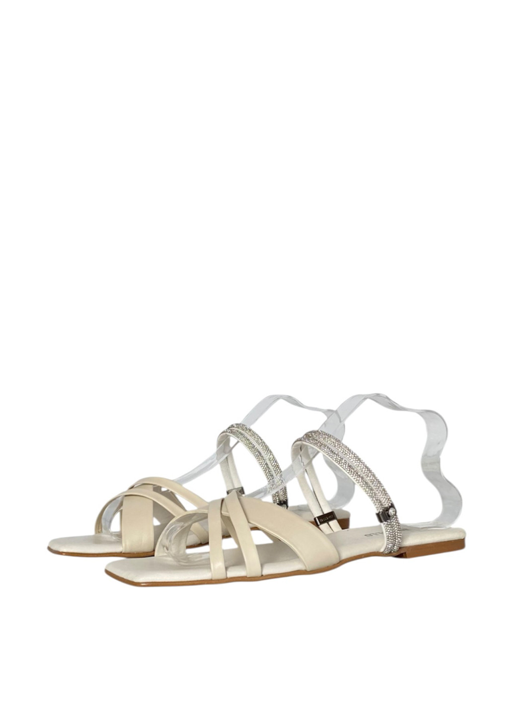 Бежевые босоножки Anri de Collo без застежки с камнями