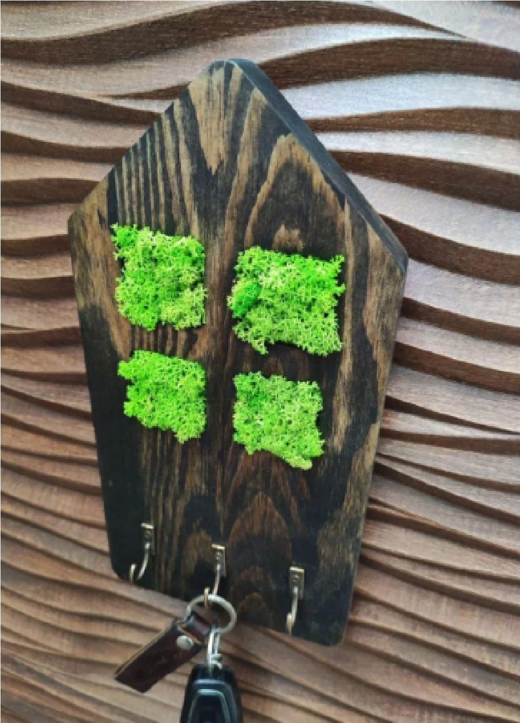 Настінна ключниця ручної роботи зі стабілізованим мохом на 3 ключі (1357638-De) Francesco Marconi (251361669)