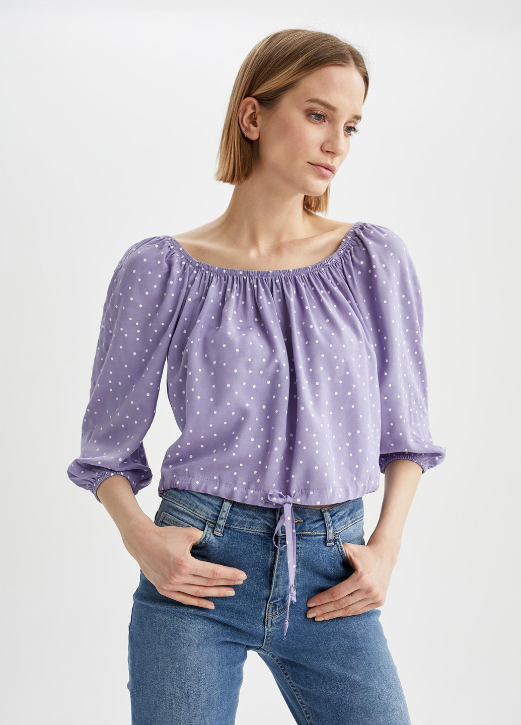 Светло-лиловая летняя блуза DeFacto