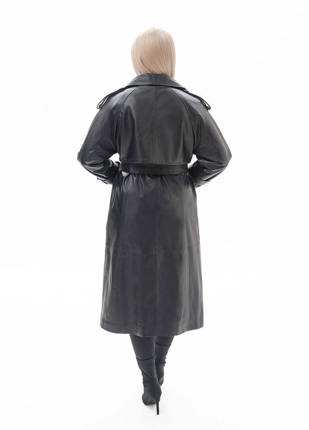 Жіночий шкіряний плащ Fabio Monti тренчкот на гудзиках демісезон (258810876)