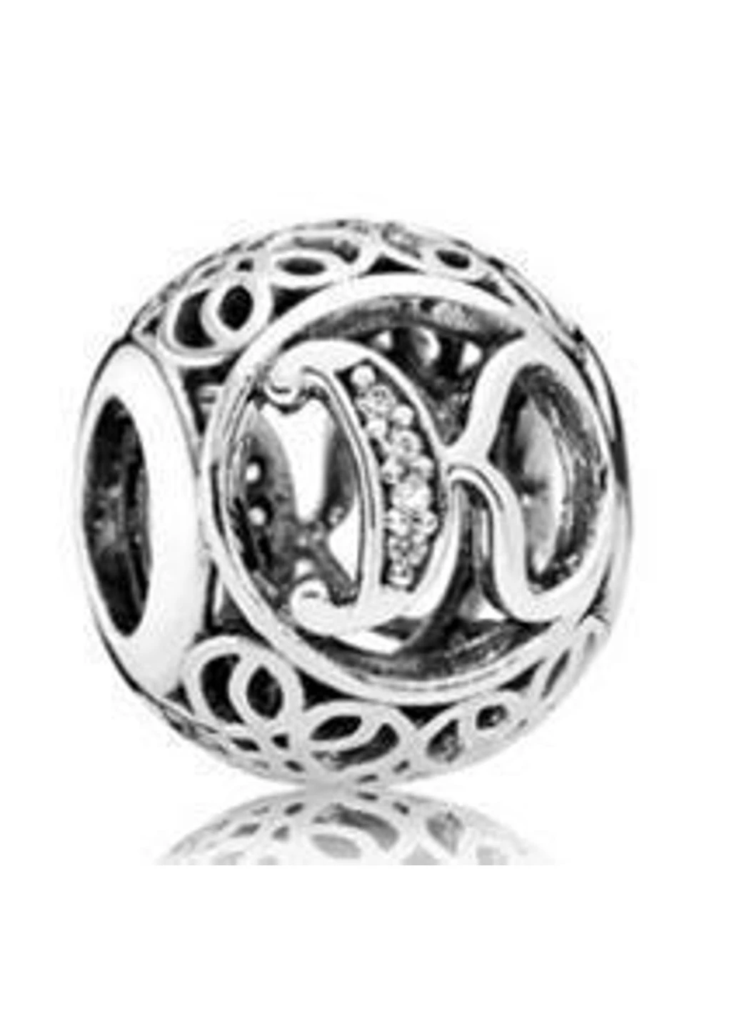Серебряный шарм для браслетов Пандора «Буква K» 791855CZ No Brand (252433534)