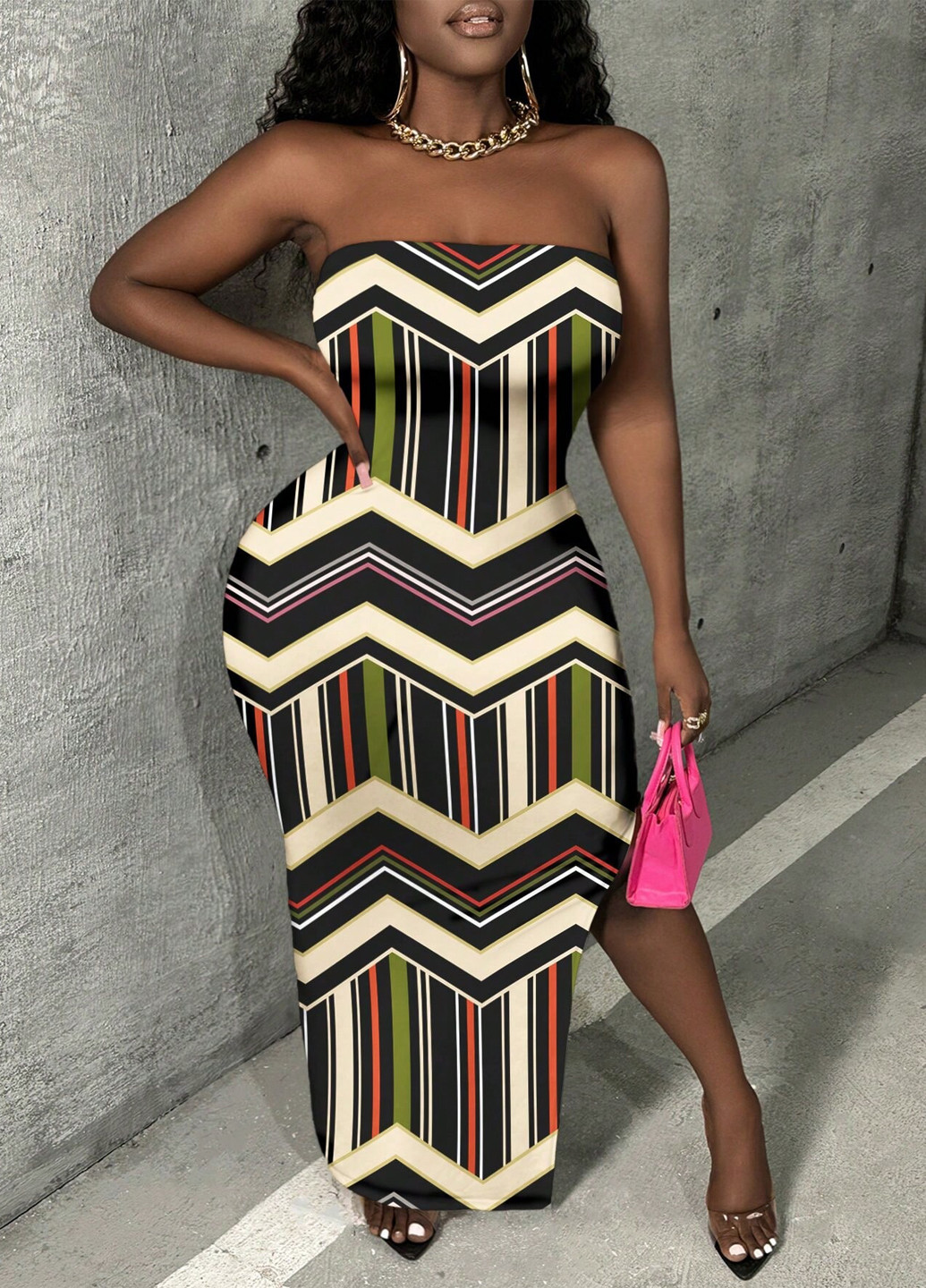 Комбінована кежуал сукня силуетна SHEIN з геометричним візерунком