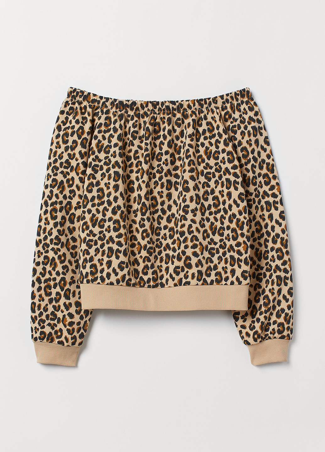 H&M свитшот леопардовый бежевый кэжуал хлопок