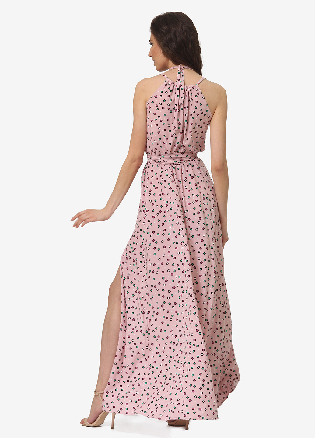 Розовое кэжуал платье клеш Lila Kass с абстрактным узором
