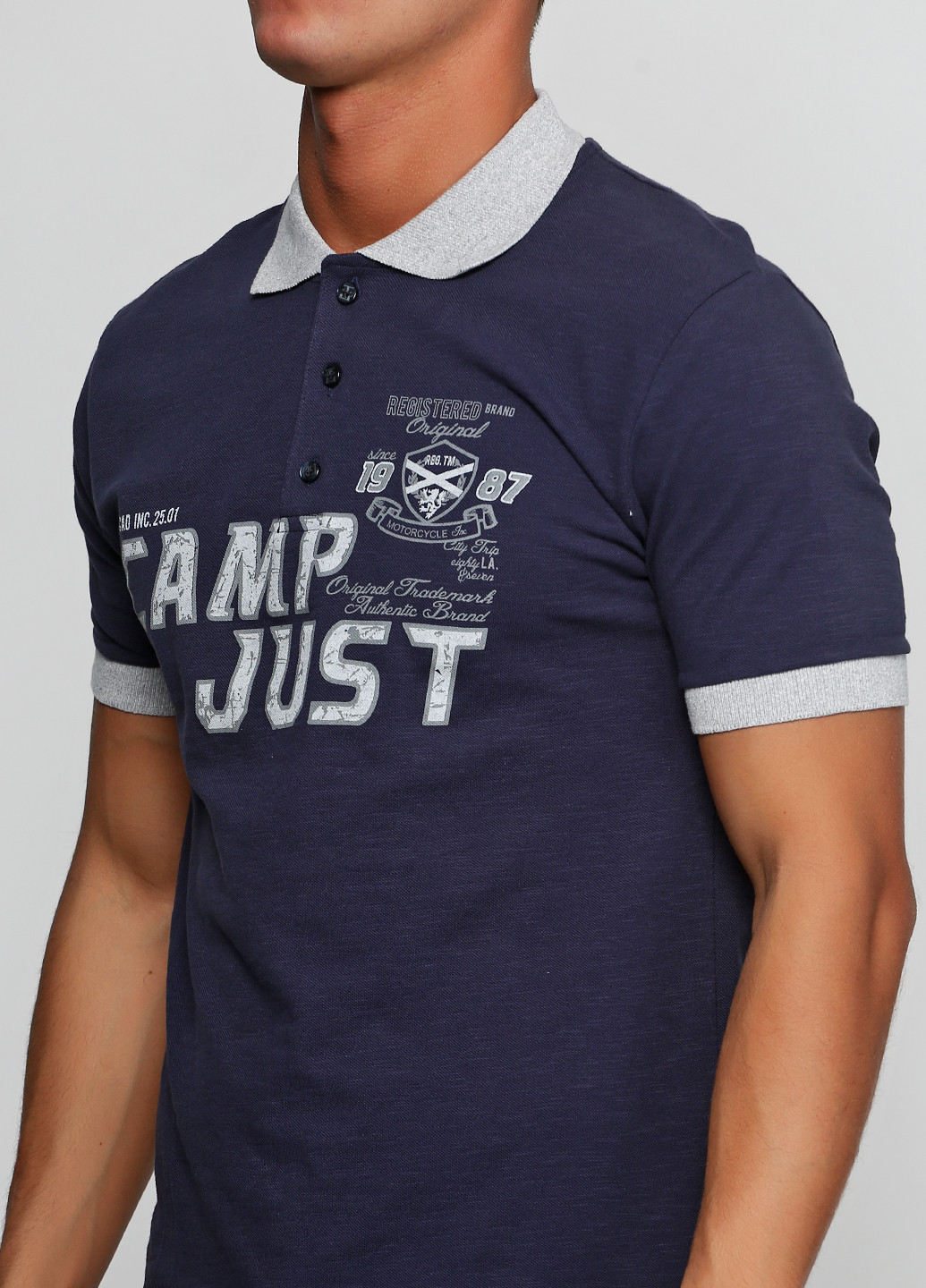 Темно-синяя футболка-поло для мужчин Chiarotex с надписью