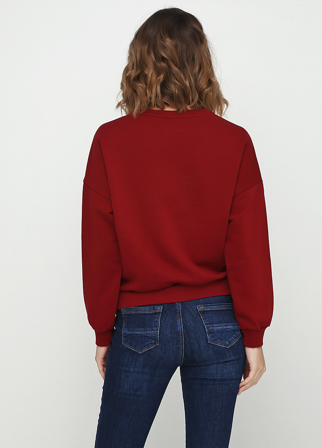 Свитшот Madoc Jeans - крой однотонный бордовый кэжуал - (91130646)