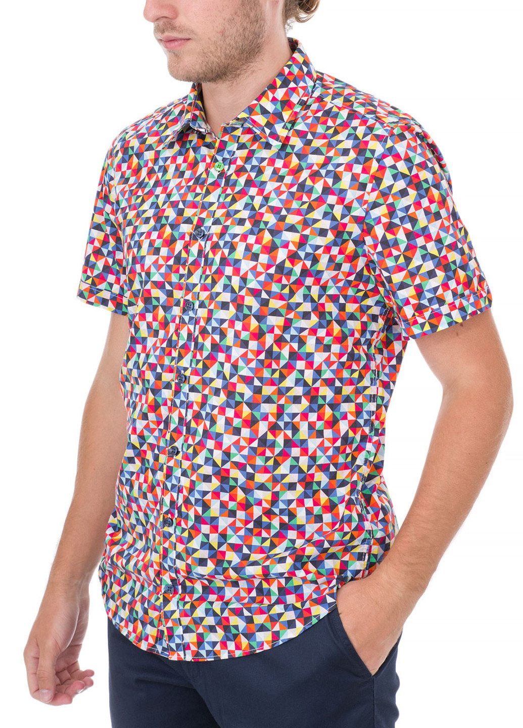 Цветная кэжуал рубашка с геометрическим узором Olymp