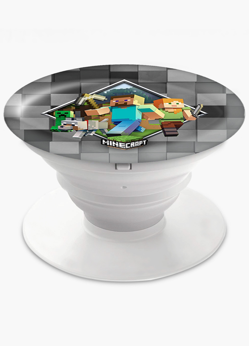 Попсокет (Popsockets) держатель для смартфона Майнкрафт (Minecraft) (8754-1175) Черный MobiPrint (216748353)